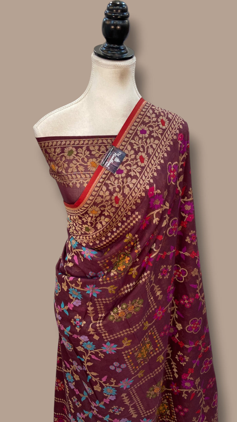 Pure Cotton Jamdani Handloom Banarasi Saree