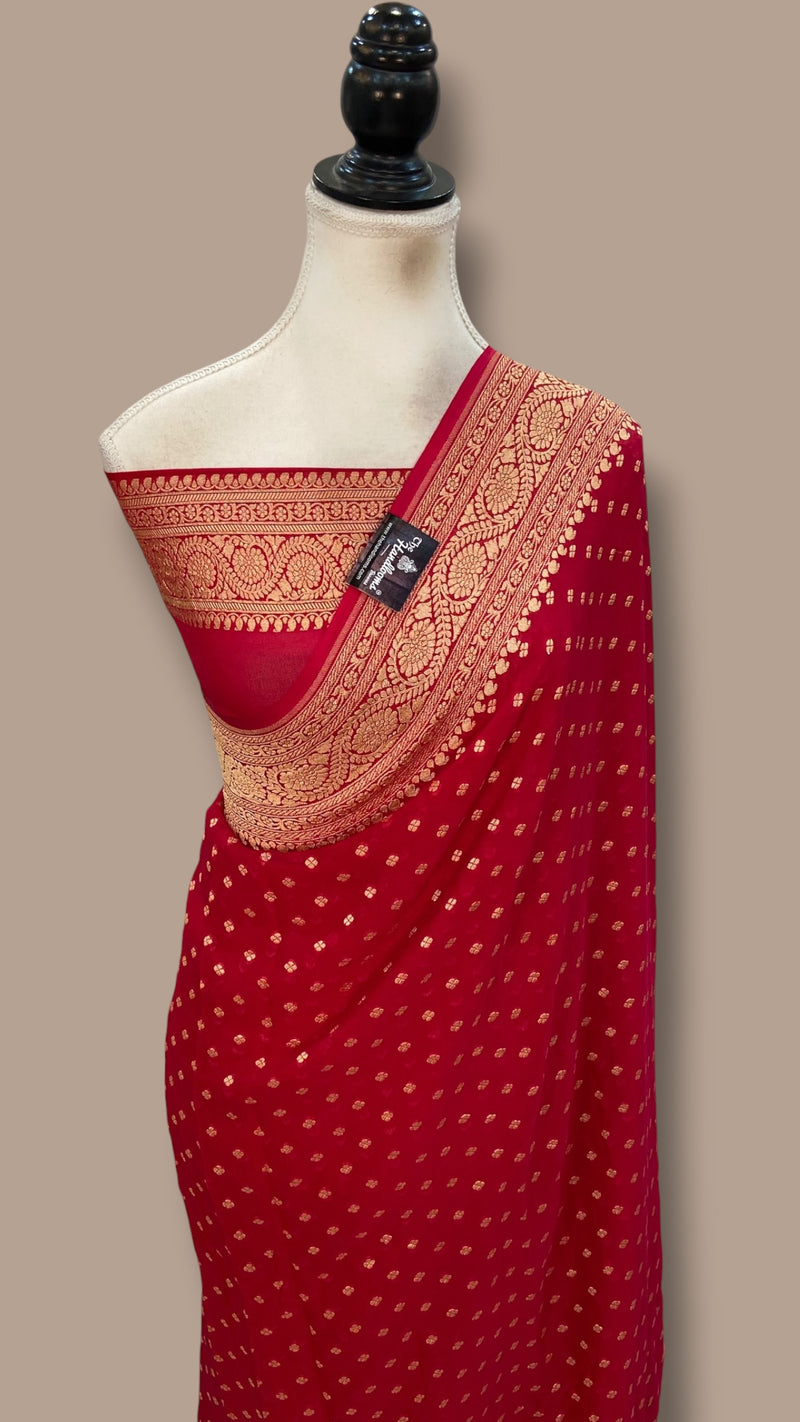Pure Khaddi Georgette Banarasi Saree -  Gold zari