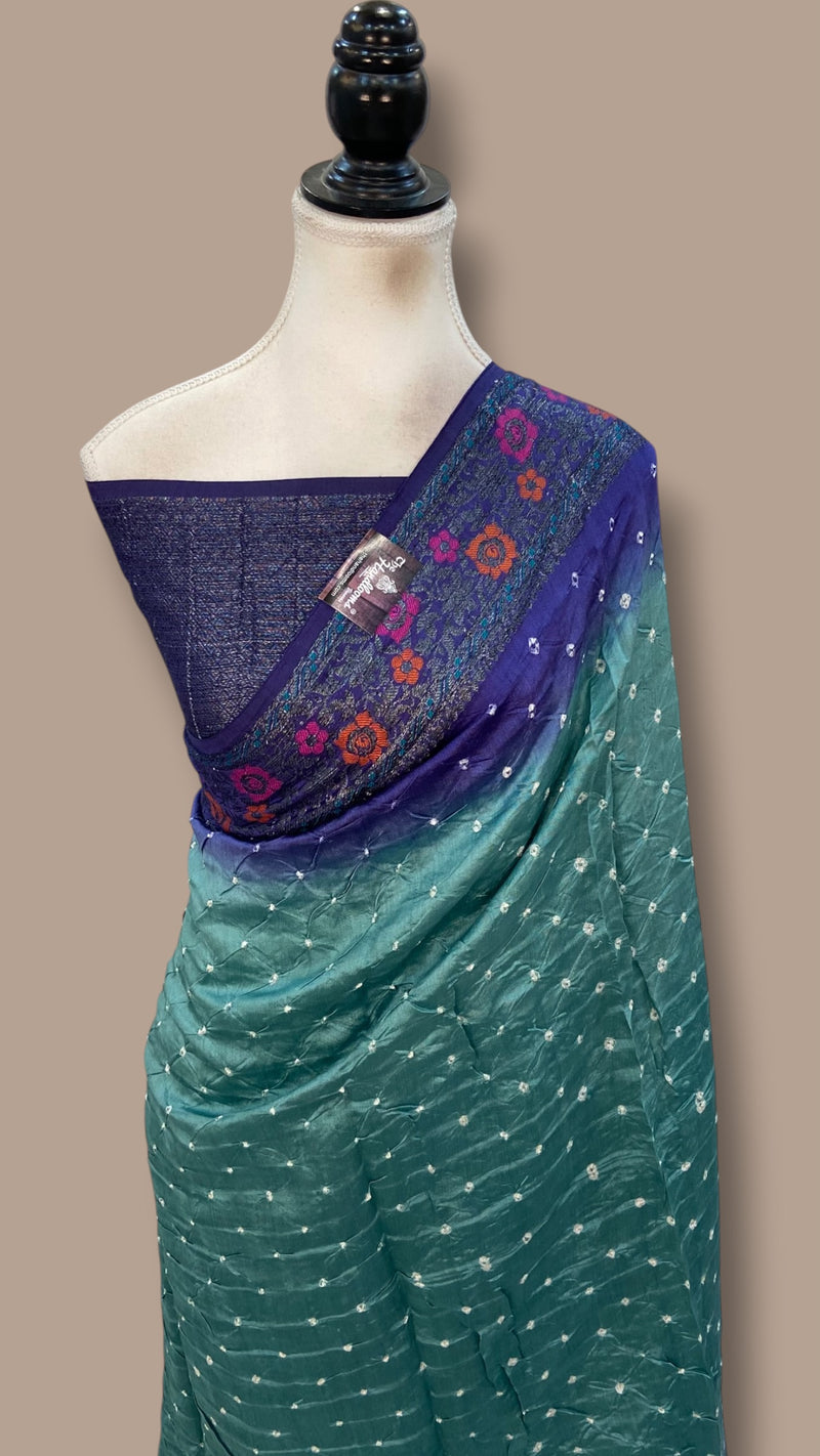 Pure Banarasi Silk Bandhej Handloom Saree
