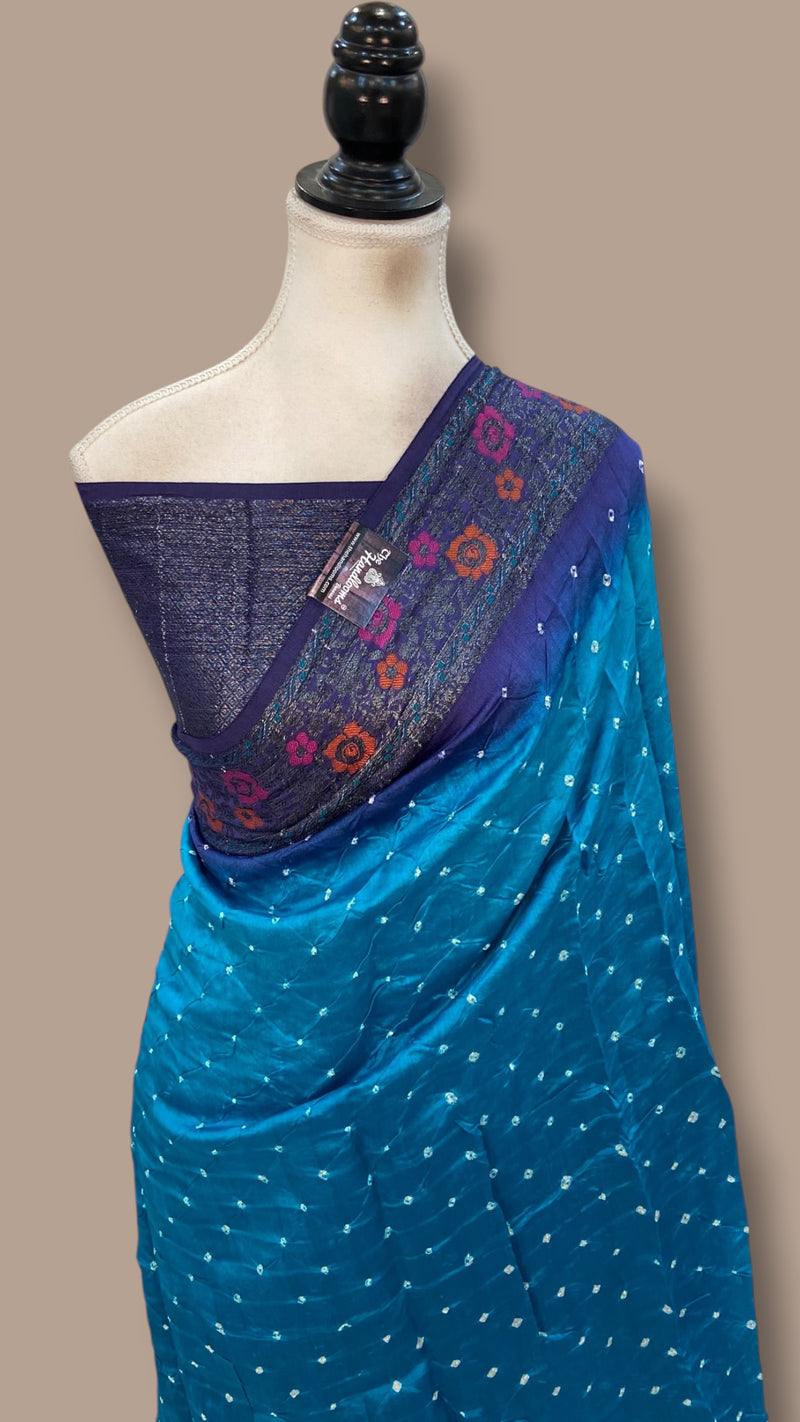 Pure Banarasi Silk Bandhej Handloom Saree