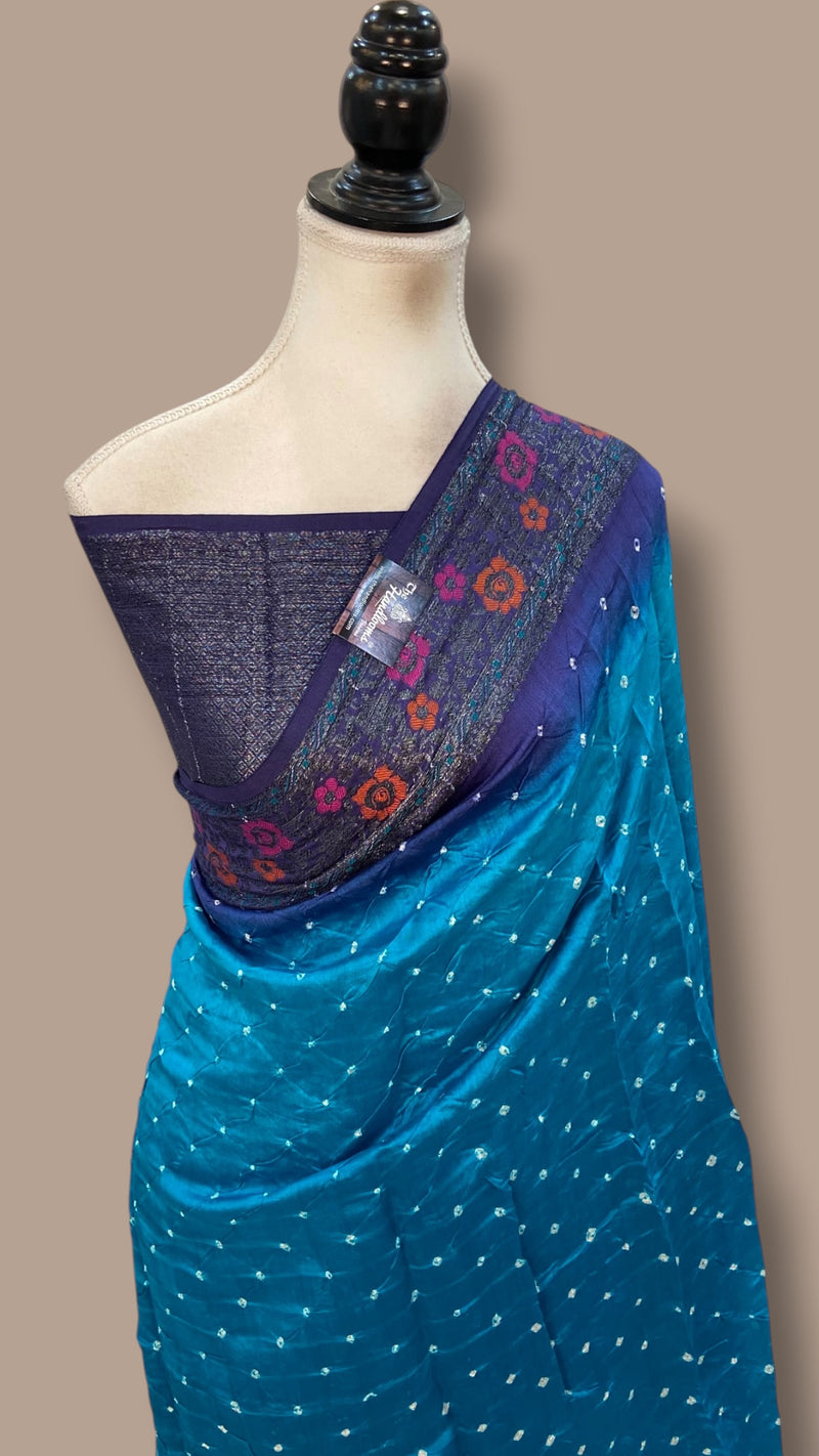 Pure Banarasi Silk Bandhej Handloom Saree