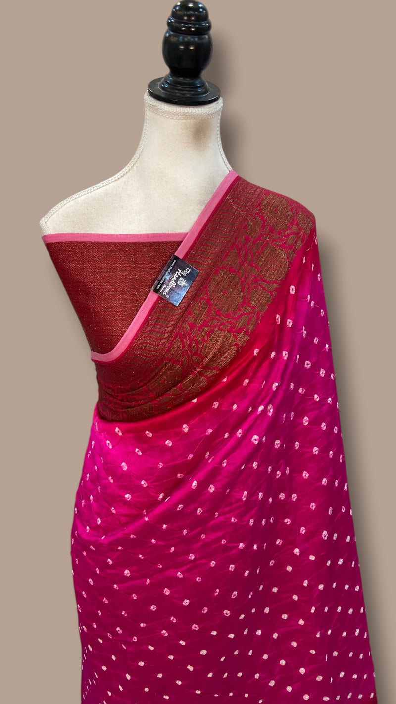 Pure Banarasi Silk Bandhej Handloom Saree