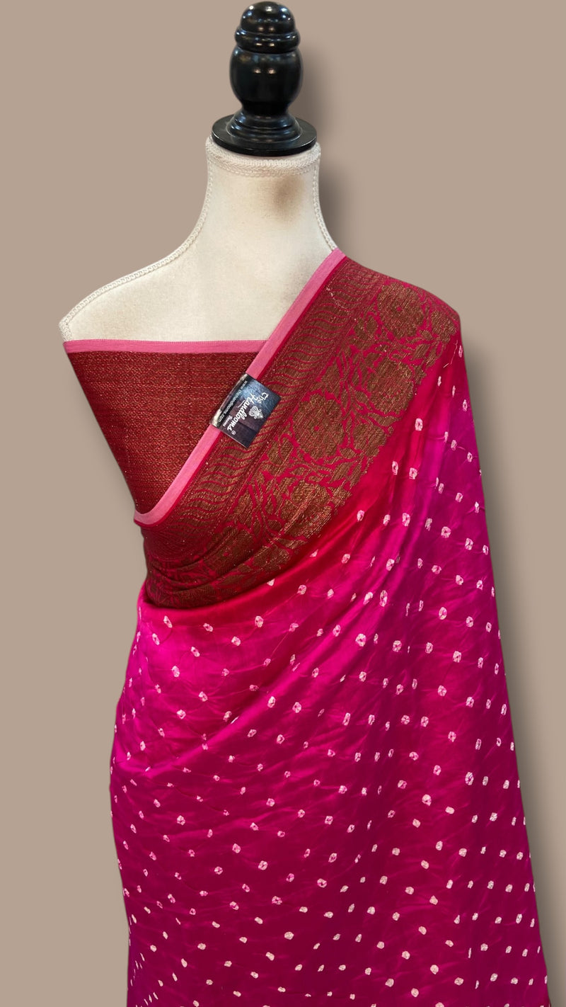 Pure Banarasi Silk Bandhej Handloom Saree