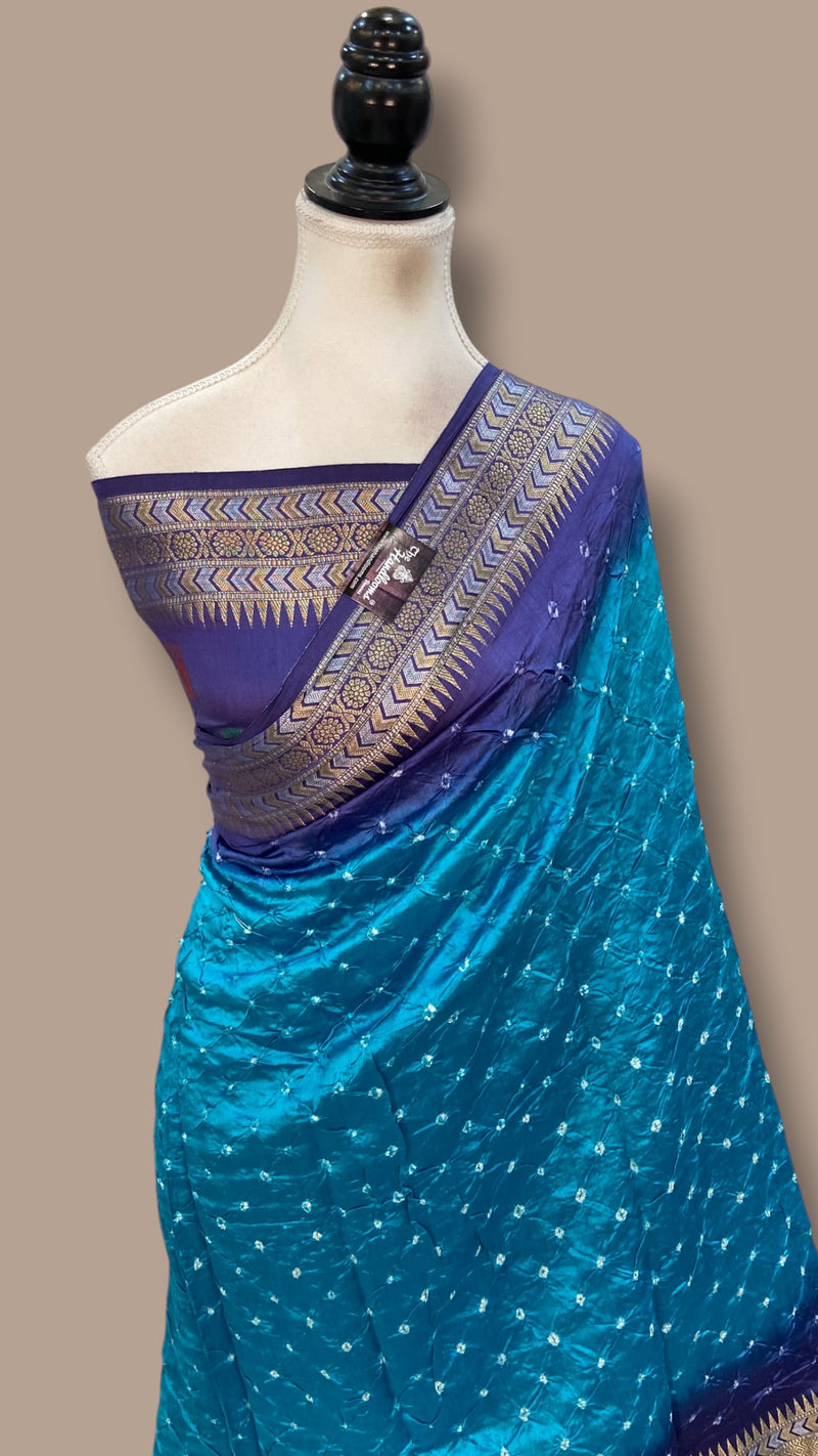 Pure Banarasi Silk Bandhej Handloom Saree