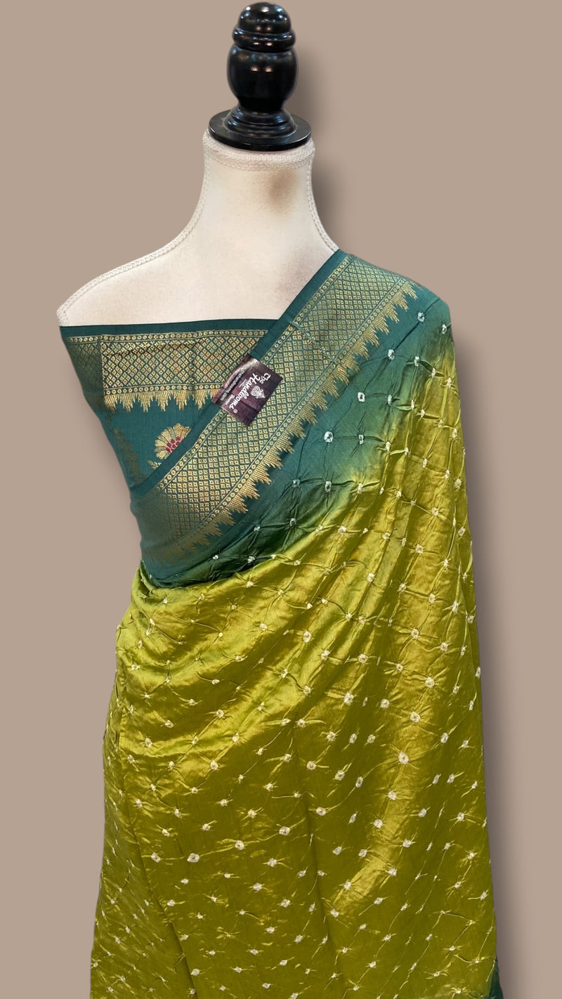 Pure Banarasi Silk Bandhej Handloom Saree