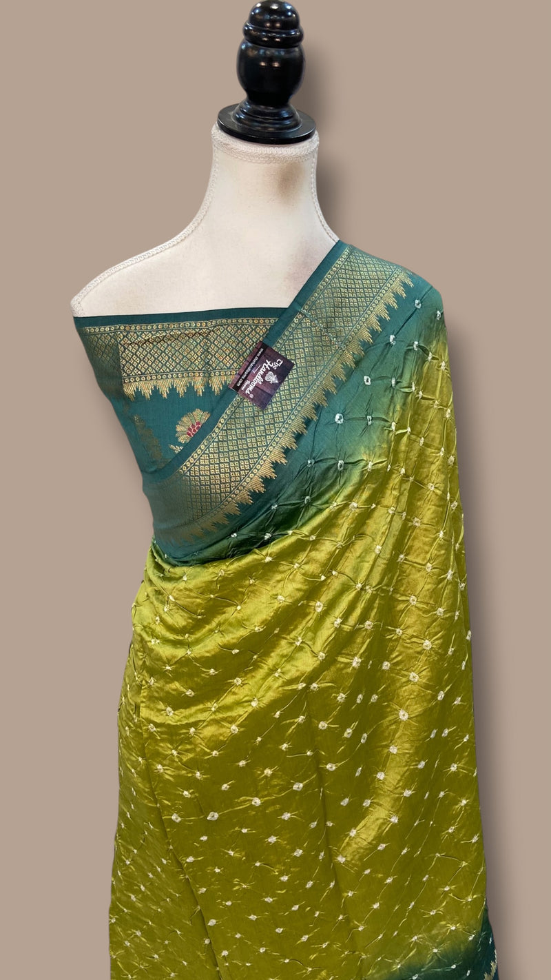 Pure Banarasi Silk Bandhej Handloom Saree