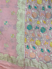 Khaddi Georgette Banarasi Dress material with Meenakari - The Handlooms