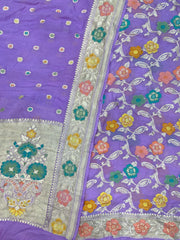 Khaddi Georgette Banarasi Dress material with Meenakari - The Handlooms