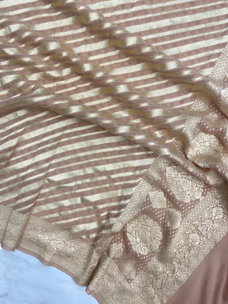 Pure Khaddi Georgette Dupatta - water zari - The Handlooms