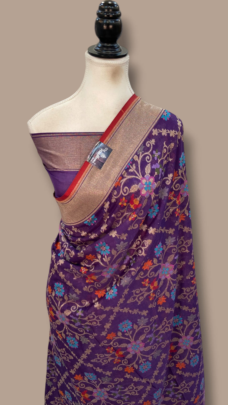 Pure Cotton Jamdani Handloom Banarasi Saree