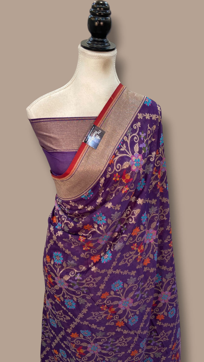 Pure Cotton Jamdani Handloom Banarasi Saree