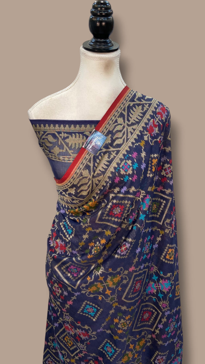 Pure Cotton Jamdani Handloom Banarasi Saree
