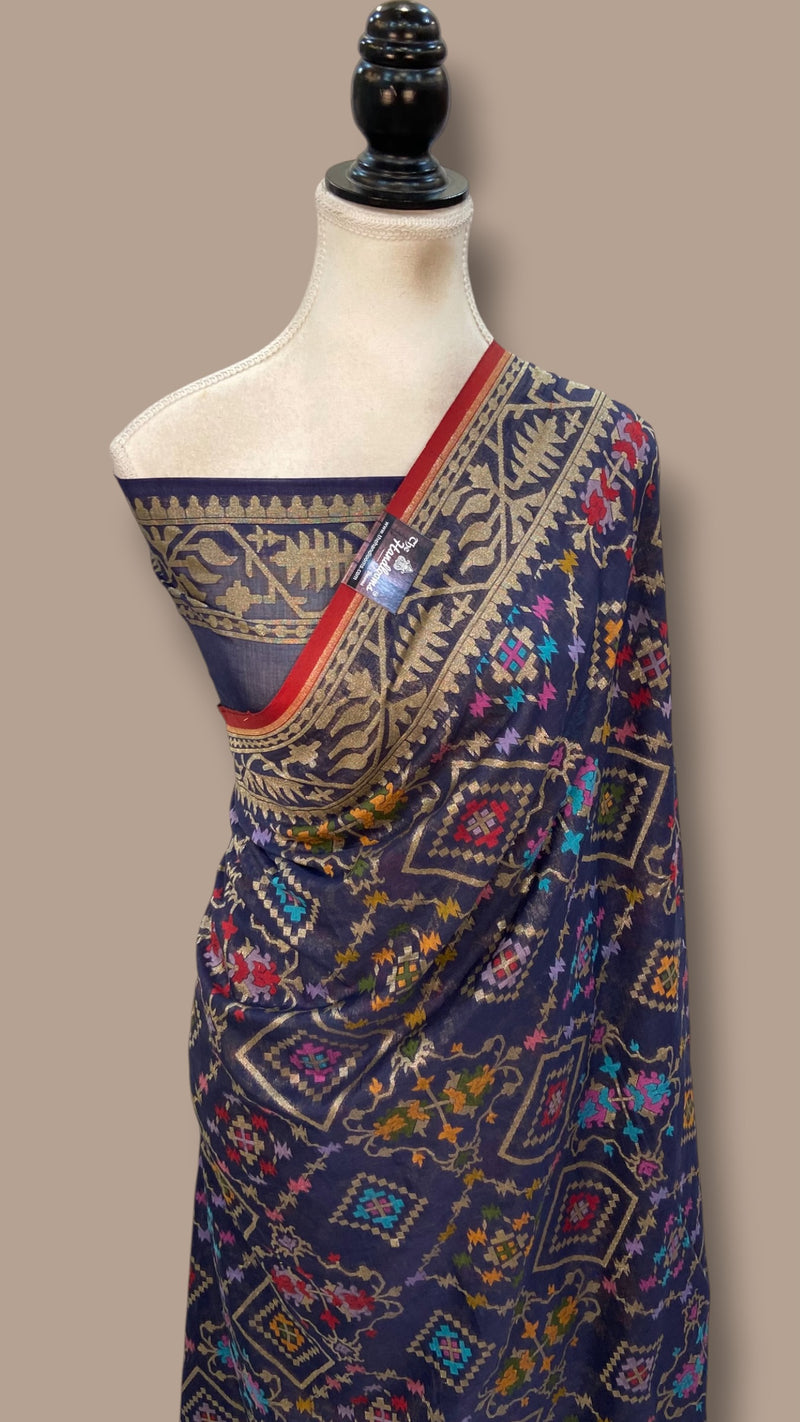 Pure Cotton Jamdani Handloom Banarasi Saree