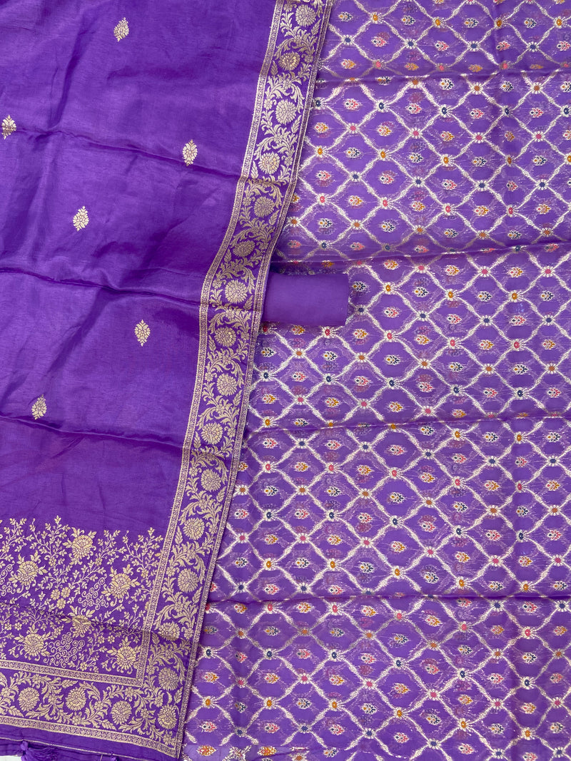 Chanderi Cotton Banarasi Dress material - Georgette Dupatta - The Handlooms