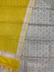Chanderi Cotton Banarasi Dress material - Georgette Dupatta - The Handlooms