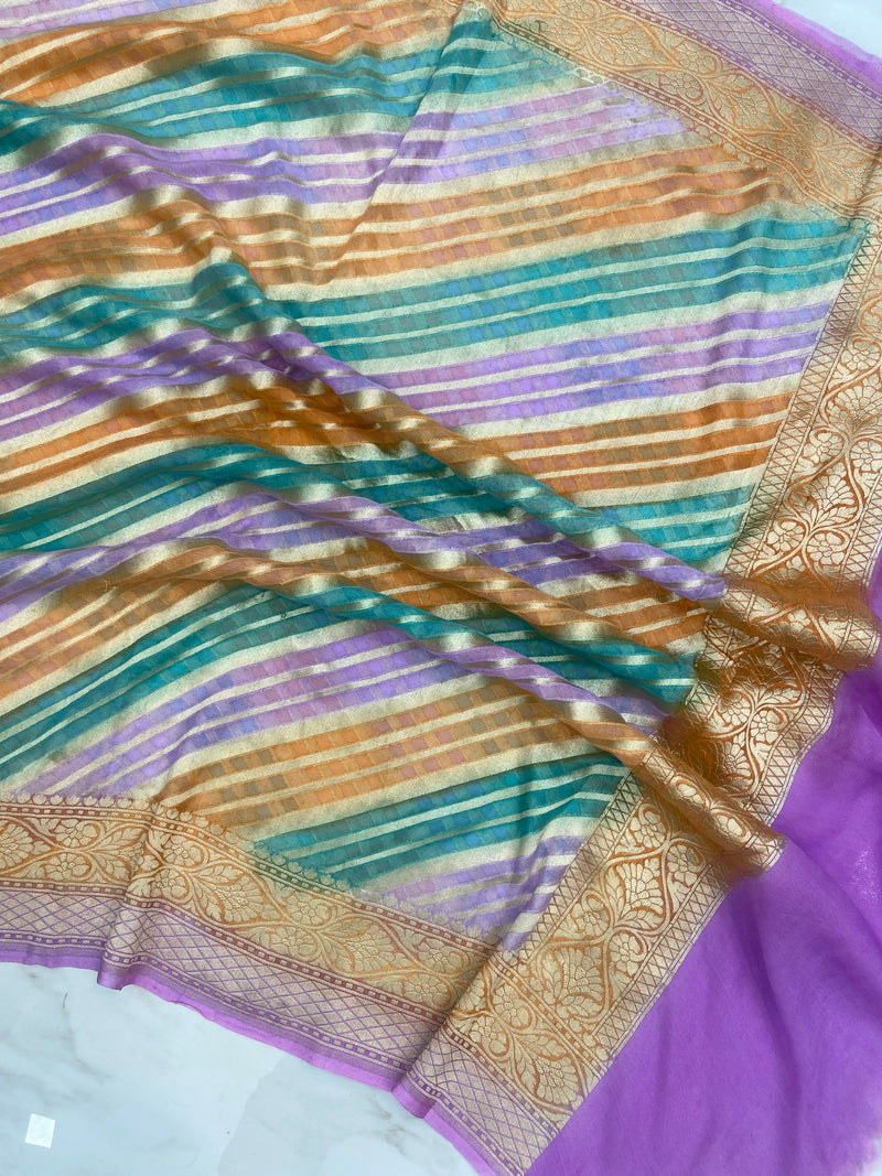Khaddi Georgette Handloom Banarasi Dupatta - The Handlooms