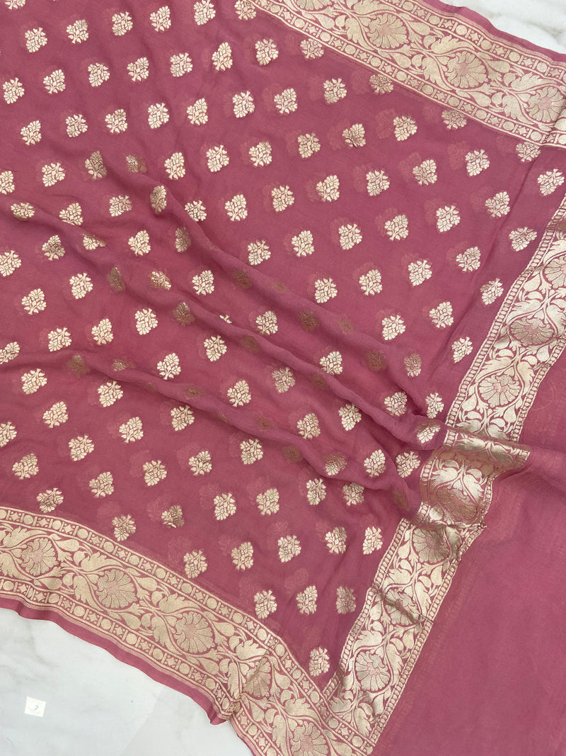 Khaddi Georgette Handloom Banarasi Dupatta - The Handlooms