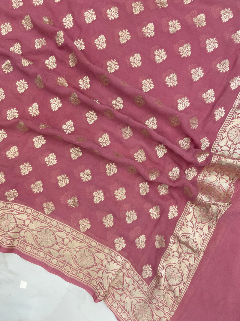 Khaddi Georgette Handloom Banarasi Dupatta - The Handlooms