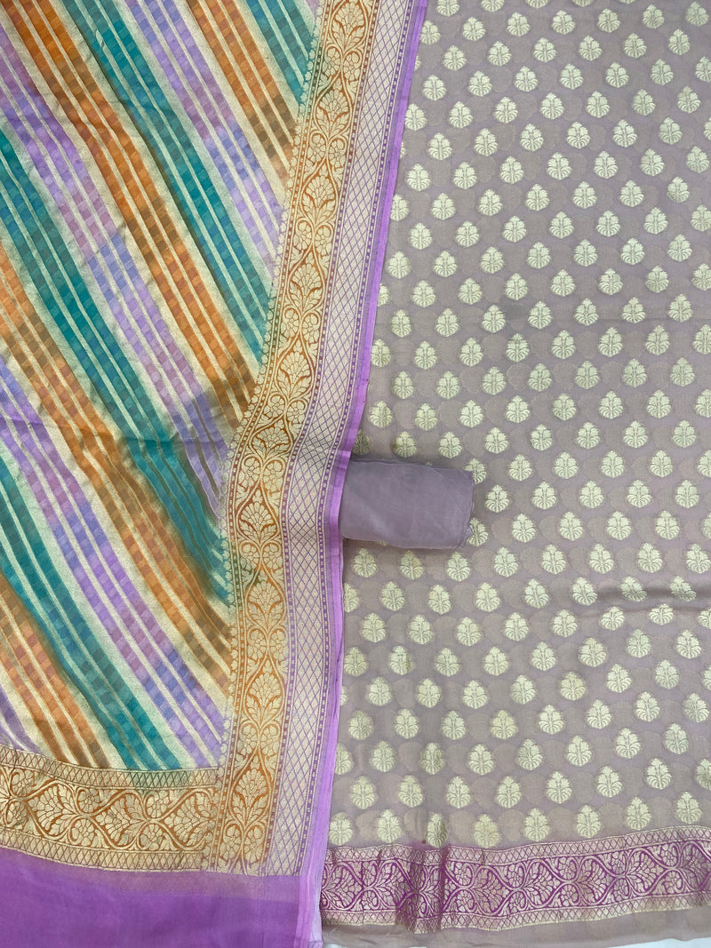 Pure Khaddi Georgette Banarasi Dress material - The Handlooms