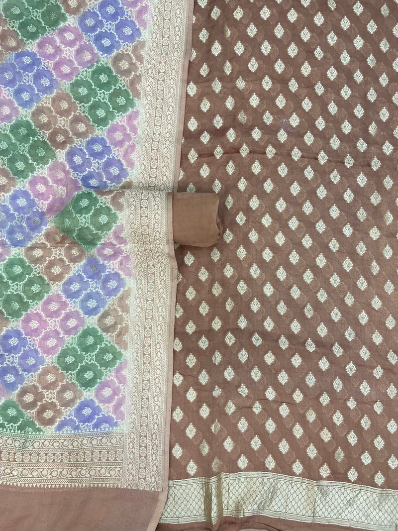 Tissue Khaddi Georgette Banarasi Dress material - The Handlooms