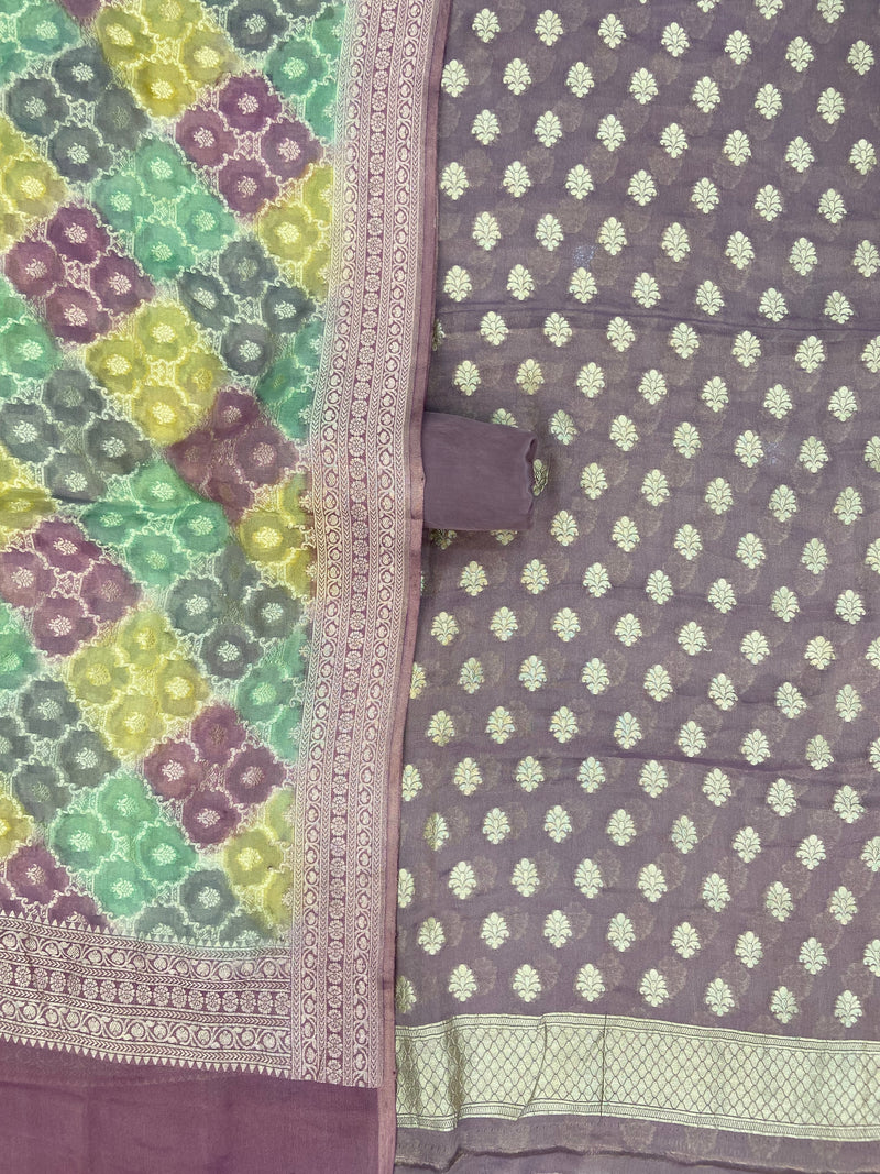 Tissue Khaddi Georgette Banarasi Dress material - The Handlooms