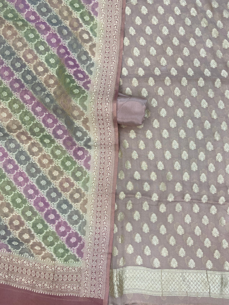 Tissue Khaddi Georgette Banarasi Dress material - The Handlooms