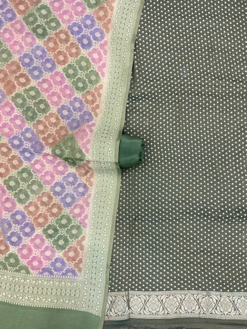 Tissue Khaddi Georgette Banarasi Dress material - The Handlooms