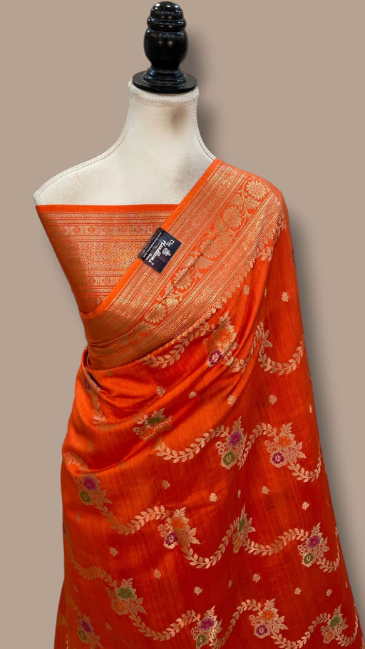 Pure Chiniya Silk Handloom Banarasi Saree With Meenakari - The Handlooms