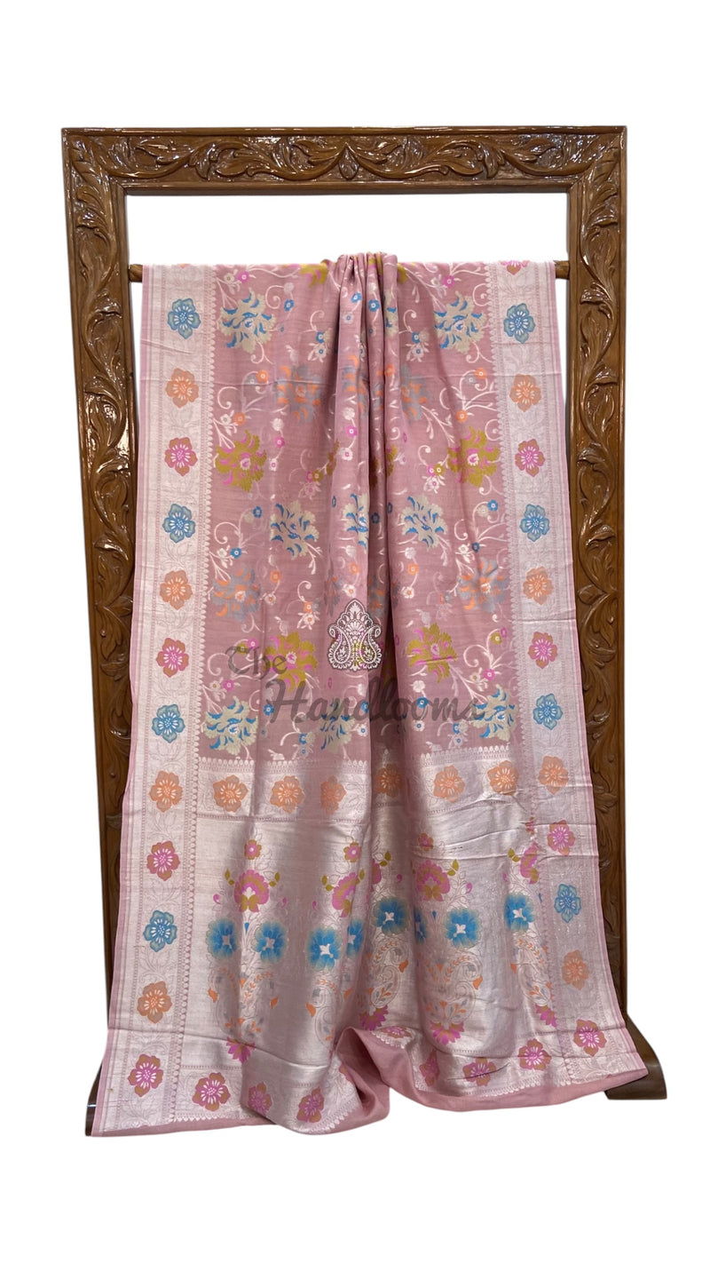 Pure Tussar Georgette Handloom Banarasi Saree With Meenakari