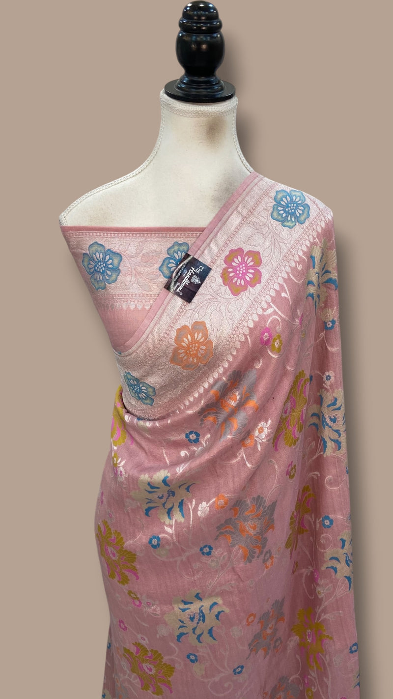 Pure Tussar Georgette Handloom Banarasi Saree With Meenakari