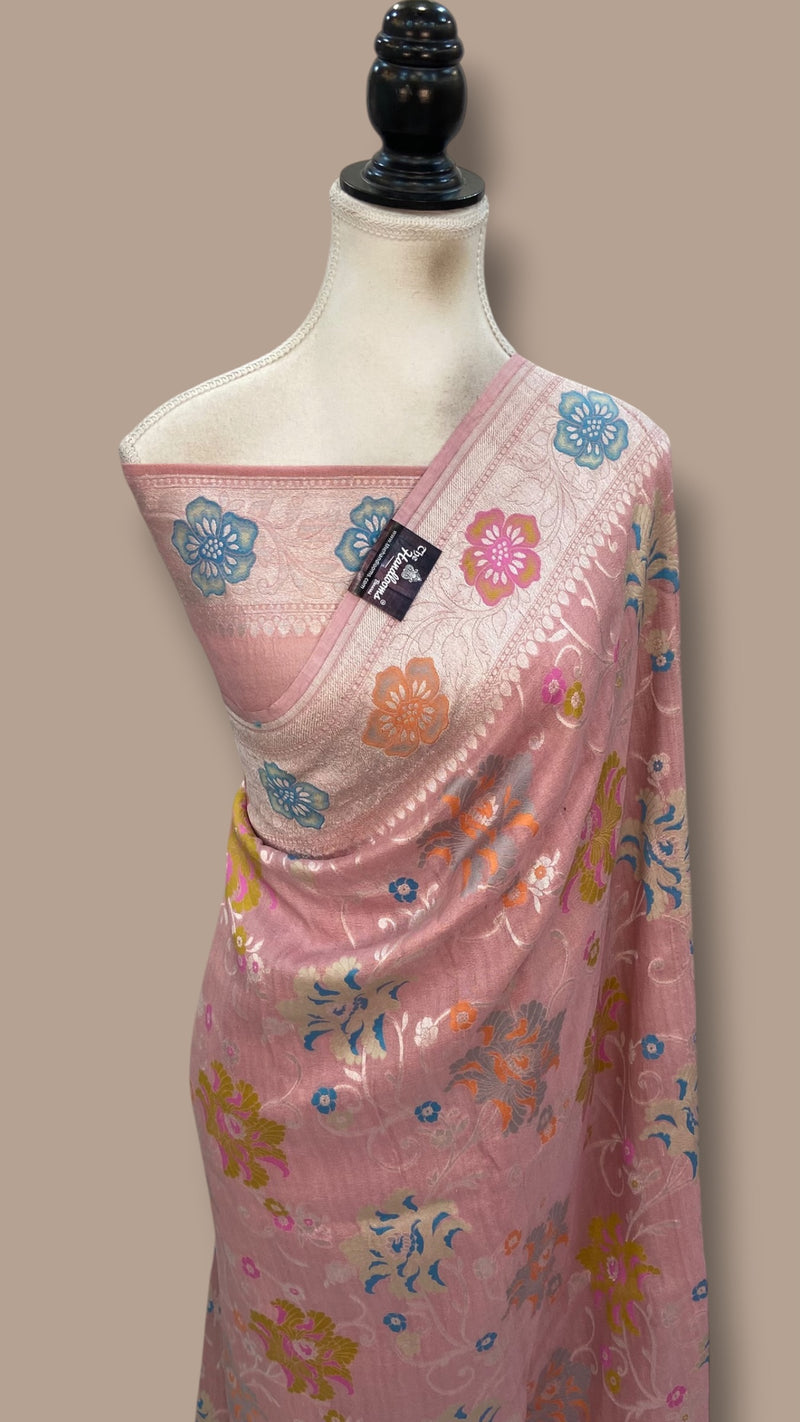 Pure Tussar Georgette Handloom Banarasi Saree With Meenakari