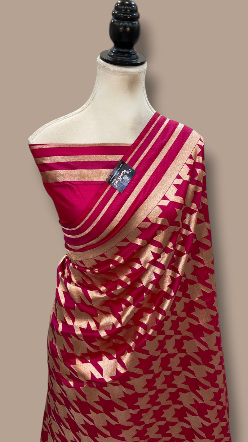 Pure Katan Silk Banarasi Handloom Saree - All Over Gold Zari Jaal Work