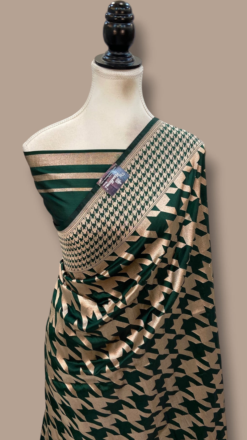 Pure Katan Silk Banarasi Handloom Saree - All Over Gold Zari Jaal Work