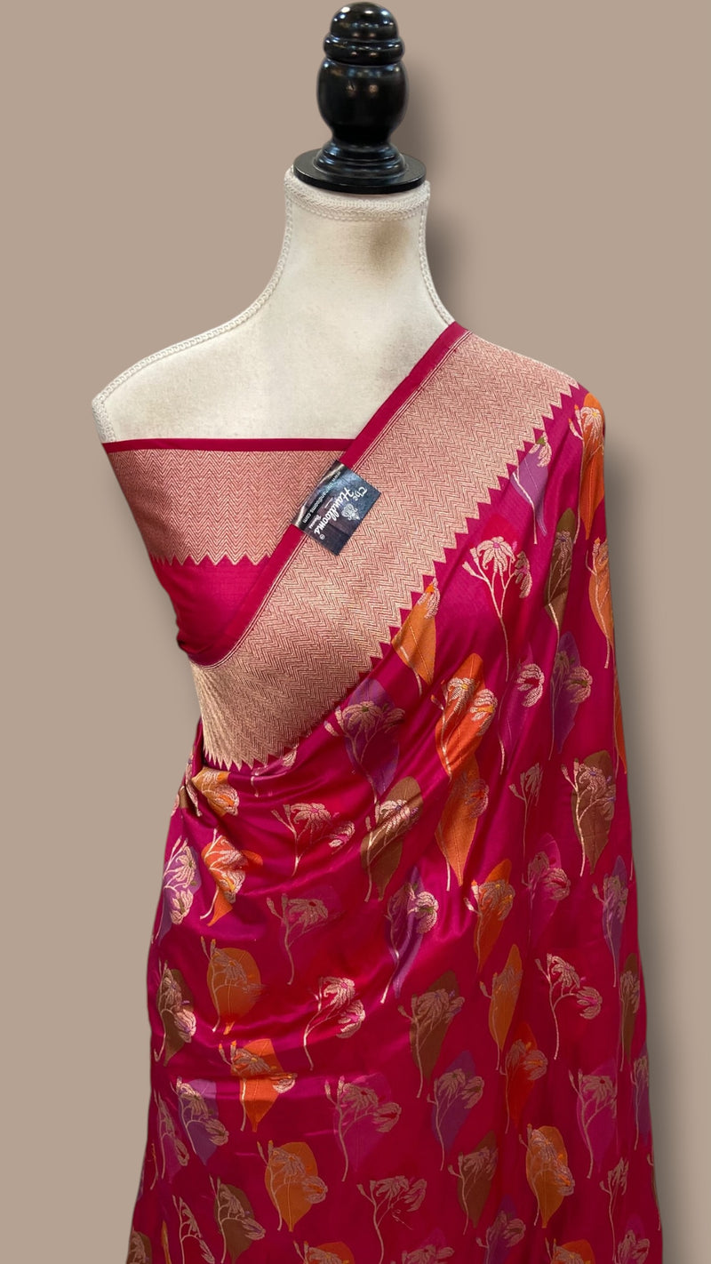 Pure Katan Silk Banarasi Handloom Saree - All Over Jaal Work - With Meenakari