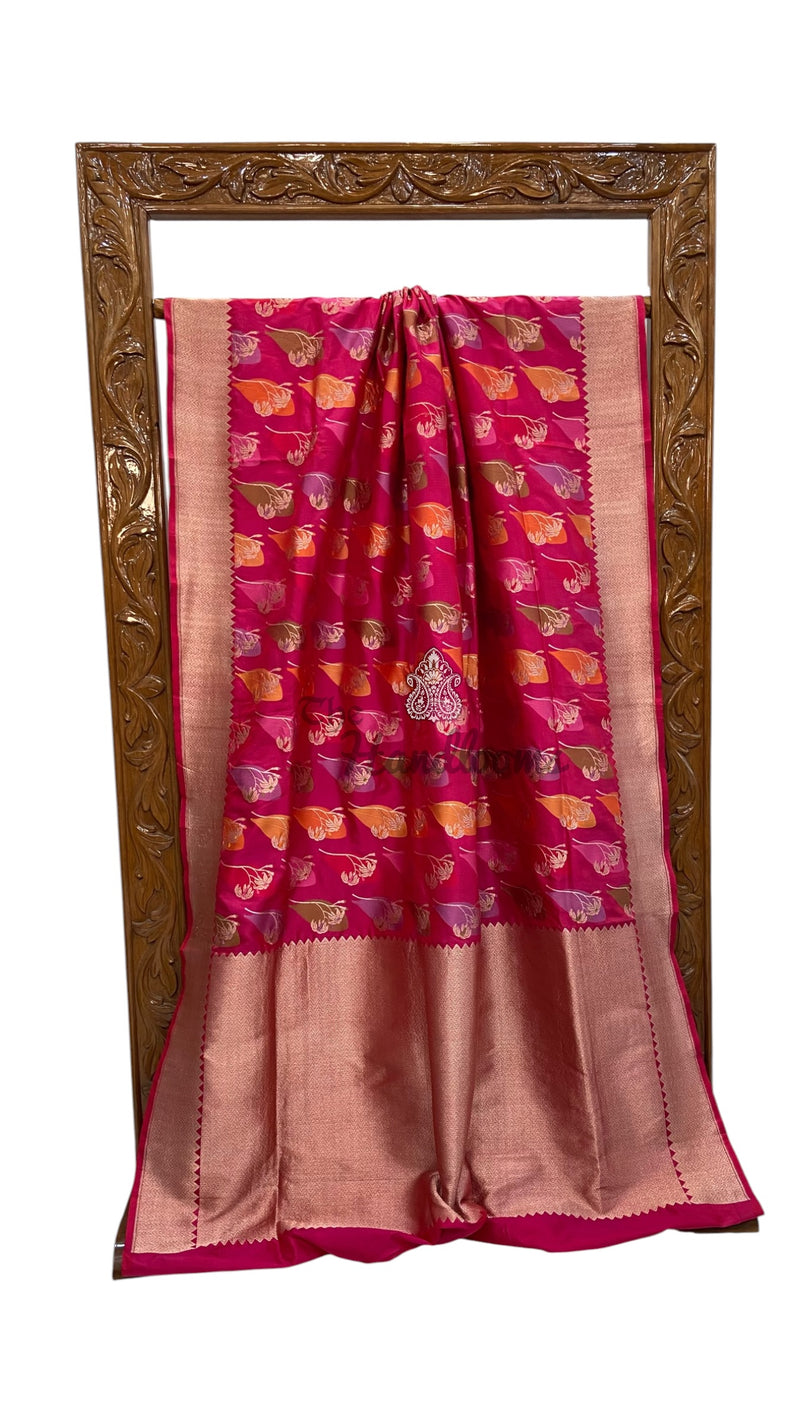 Pure Katan Silk Banarasi Handloom Saree - All Over Jaal Work - With Meenakari