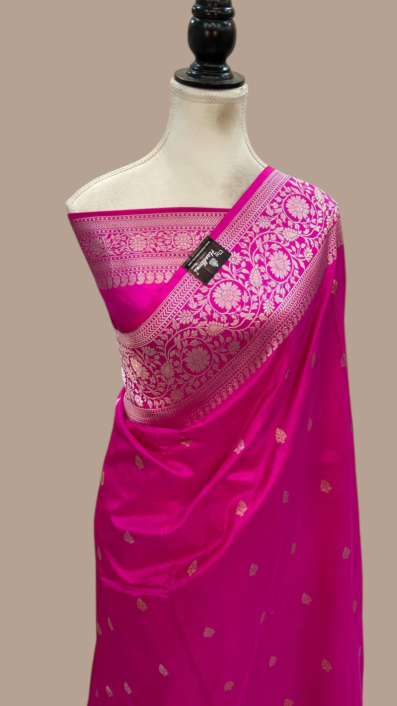 Pure Katan Silk Banarasi Handloom Saree - All Over Kadua Motifs - The Handlooms