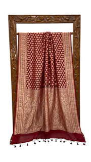 Khaddi Georgette Handloom Banarasi Saree - Gold Zari - The Handlooms