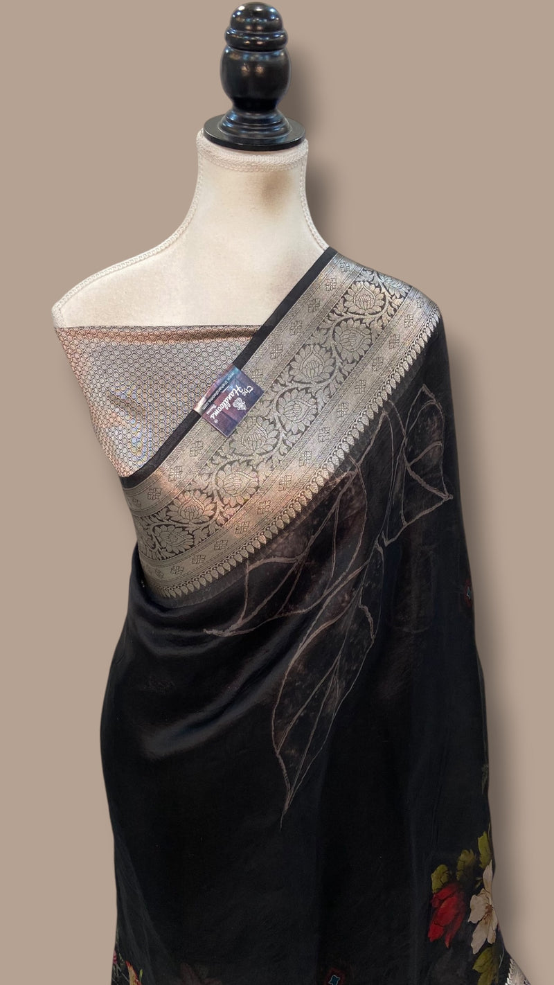Pure Kora Silk Handloom Banarasi Saree - Print
