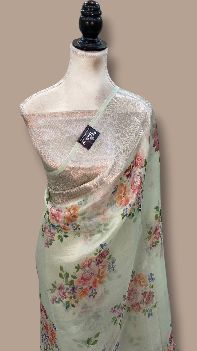 Pure Kora Silk Handloom Banarasi Saree