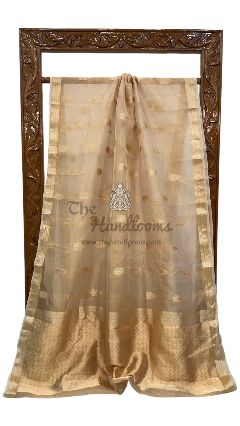 Pure Kora Tissue Handloom Banarasi Saree With all over Sona Roopa Kadua motifs - The Handlooms