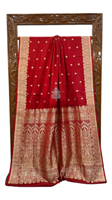 Pure Satan Silk Banarasi Handloom Saree - All over Kadua motifs