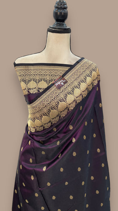 Pure Satan Silk Banarasi Handloom Saree - All over Kadua motifs