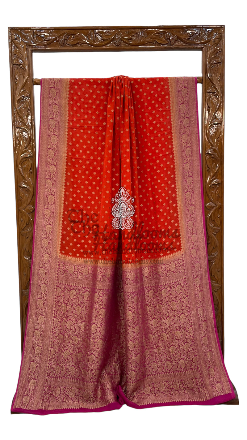Pure Khaddi Georgette Banarasi Saree -  Antique zari - The Handlooms
