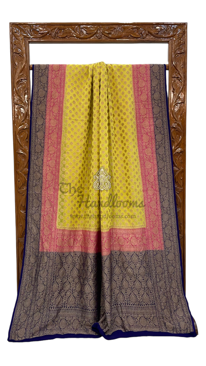 Pure Khaddi Georgette Banarasi Saree -  Antique zari - The Handlooms