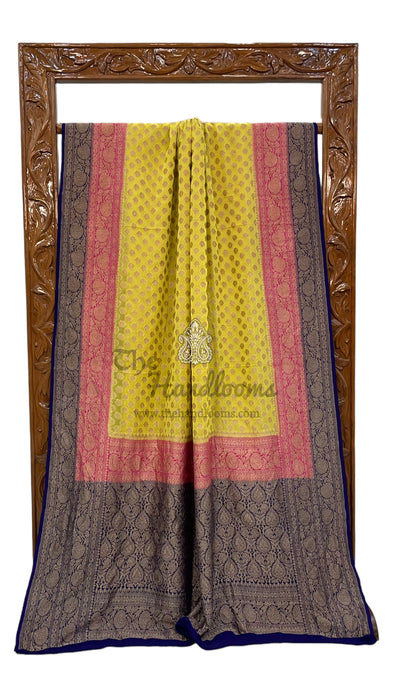 Pure Khaddi Georgette Banarasi Saree -  Antique zari