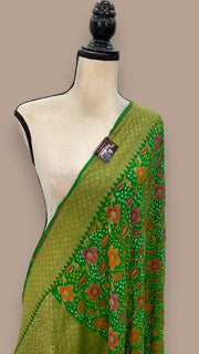 Pure Georgette Banarasi Bandhej Handloom Dupatta With Meenakari - The Handlooms