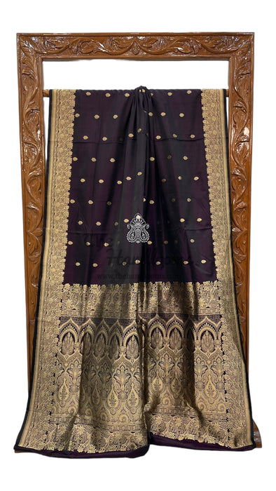 Pure Satan Silk Banarasi Handloom Saree - All over Kadua motifs