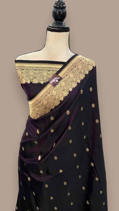 Pure Satan Silk Banarasi Handloom Saree - All over Kadua motifs