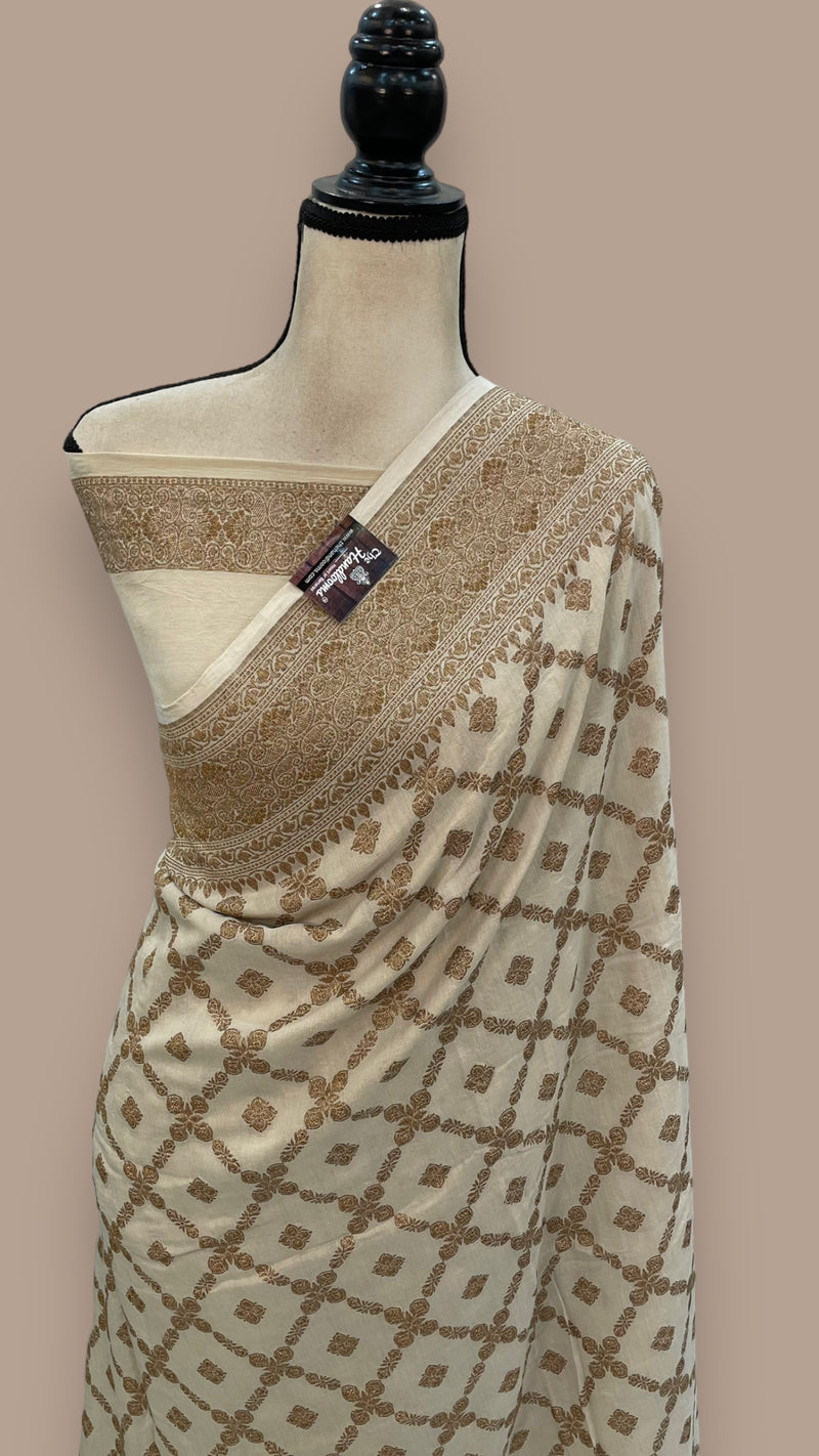 Moonga Georgette Handloom Banarasi Saree - The Handlooms