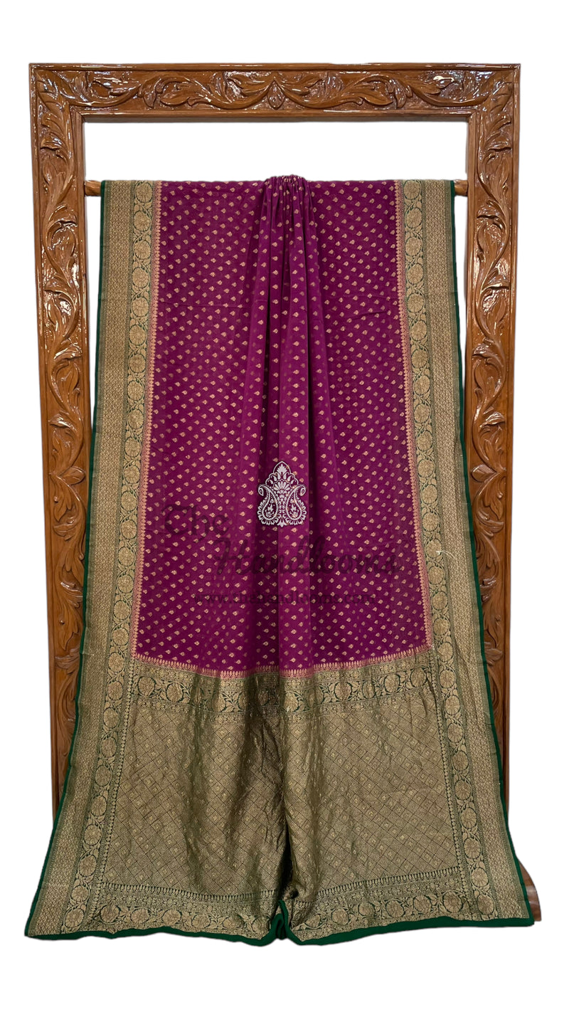 Pure Khaddi Georgette Banarasi Saree -  Antique zari - The Handlooms